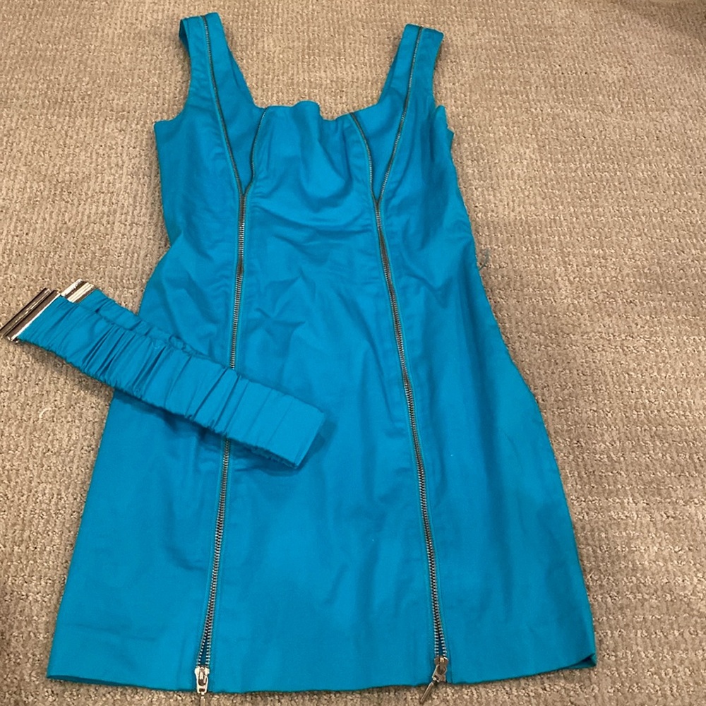 Blue Bebe dress with zipper detail